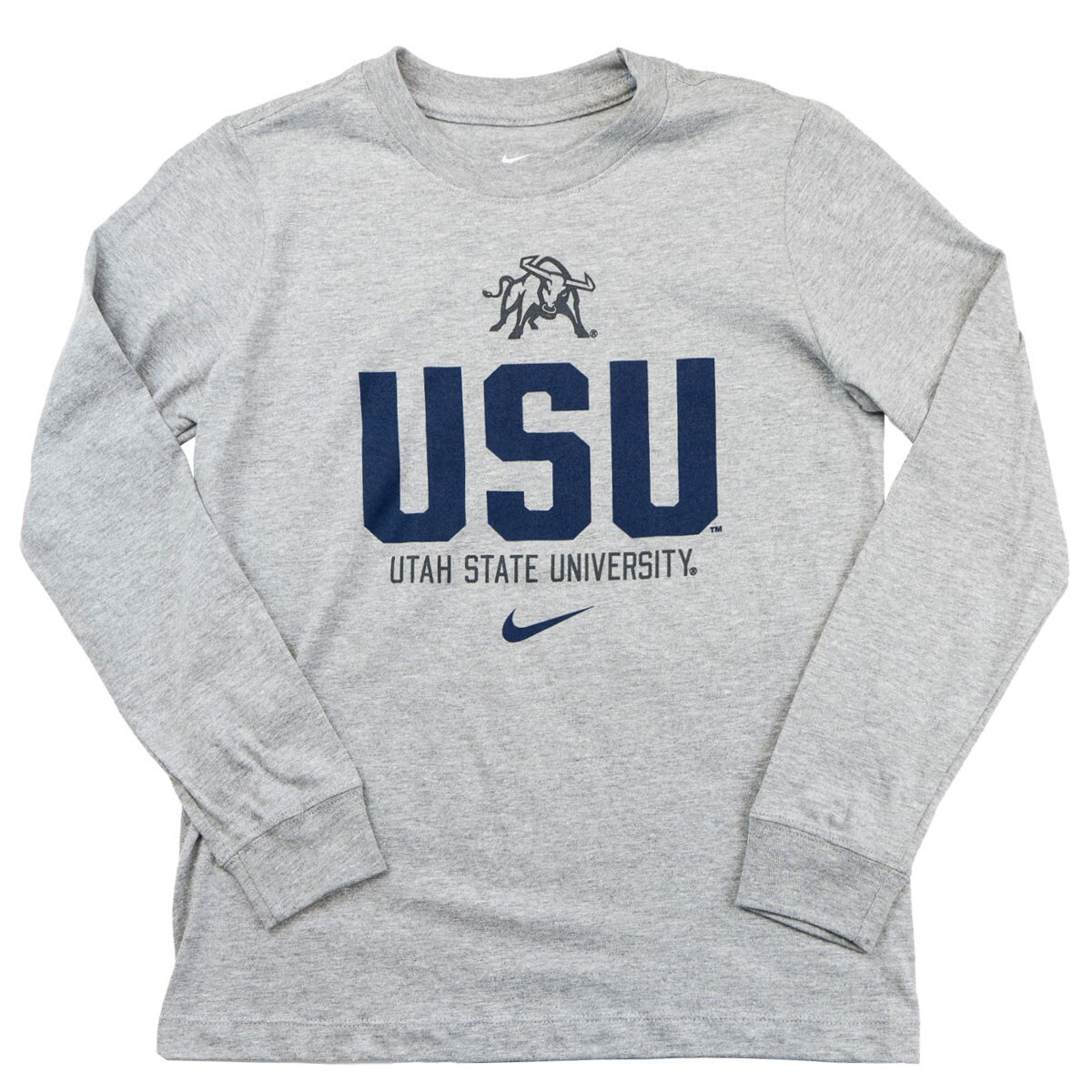 Youth Nike USU Aggie Bull Long-Sleeve T-Shirt gray